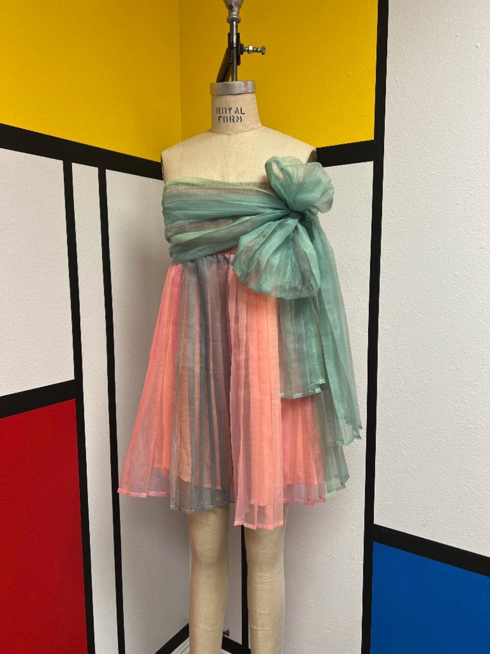 Preloved Free People Rainbow Organza Strapless Babydoll Dress Medium